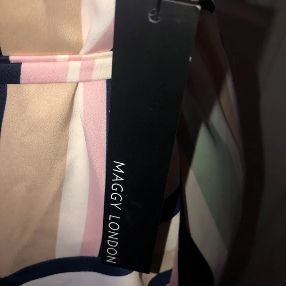 Maggy London Womens Stripe Charmeuse Fit and Flare sz14 - Picture 6 of 10